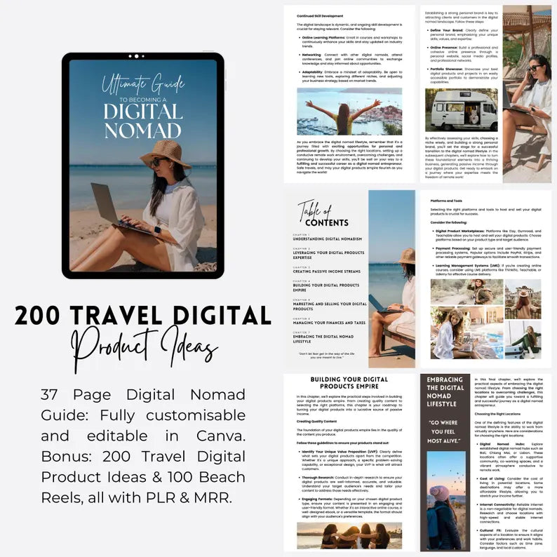 Digital Nomad Guide + 5 Free Bonuses (PLR & MRR Included)